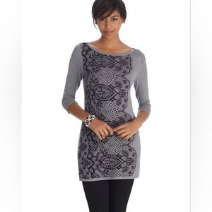 White House Black Market Gray and Black Knit Top